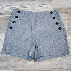NWT Ann Taylor, High Rise, Sailor Button, Shorts, Size 8, Blue & White